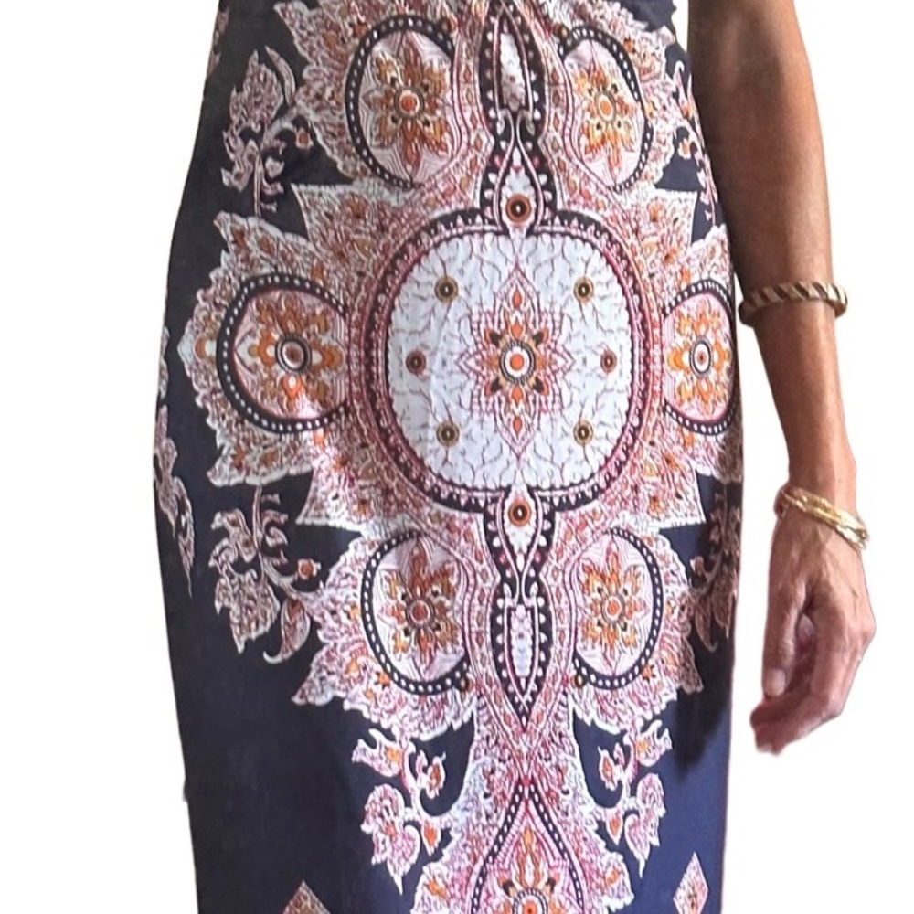 HYPNOTIC Hypnotized BLACK MULTI COLOR Maxi Boho Mosaic DRESS S/M - Picture 7 of 8
